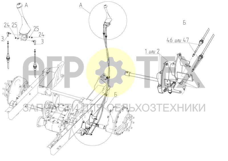 Механизм управления коробкой диапазонов (1401.04.06.000Ф) (№3 на схеме)